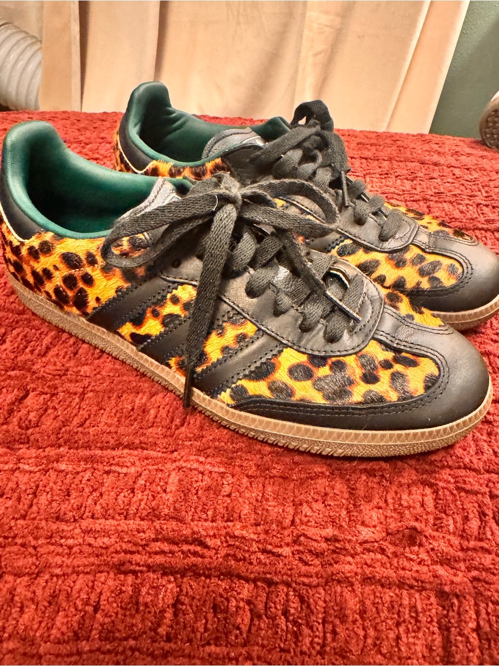 adidas Women's Leopard rare Print Sneakers in Black and green